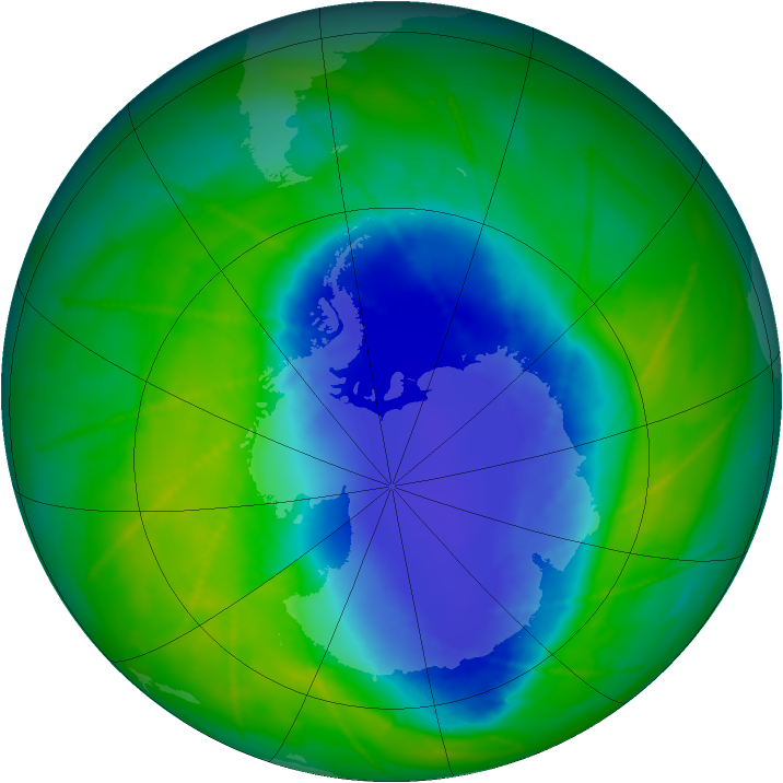 Antarctic ozone map for 22 November 2010